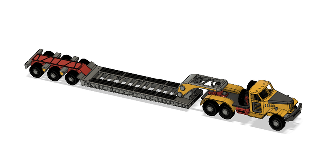 giallo zil camion Lowboy trailer gioco settore automobilistico veicoli trasporto 3d print model - Mito3D