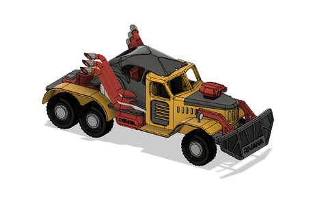 Jaune zil guerre plate forme partie 1 taxi déménageur tracteur Jeu armée automobile fantaisie Mad Max militaire mouvements film camion arme Véhicules transport 3d print model - Mito3D