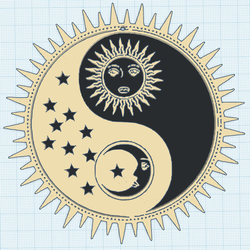 yin yang Soleil lune art décor mur symbole symbolisme Zen 3D print model - Mito3D