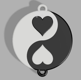 yin yang amore portachiavi pendente coppia San Valentino giorno 3d print model - Mito3D