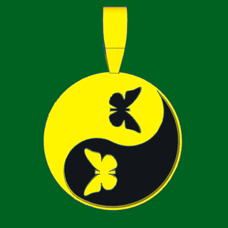 yin yang butterflies jewel pendant butterfly symbol 3d print model - Mito3D