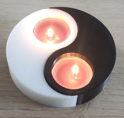 yin yang candelero vela porta zen romántico negro blanco 3d print model - Mito3D