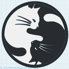 yin yang gato art decoración de la mural animal el chat símbolo simbolismo 3d print model - Mito3D