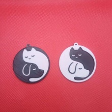 yin yang keychain shape cat dog jewelry ying love valentine's day couple girlfriend boyfriend bride 3d print model - Mito3D