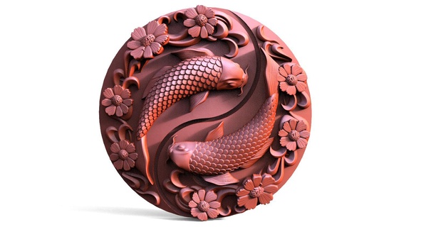 yin yang koi fish cnc Art art relief 3d print model - Mito3D