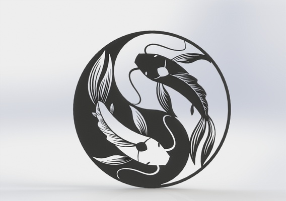 yin yang tui avatar aang parete decorazione fan arte casa walldeco silhouette muraria yin yang 3dprint fanarr 3d print model - Mito3D