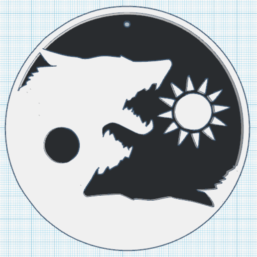 yin yang wolf art decor wall symbol symbolism 3D print model - Mito3D