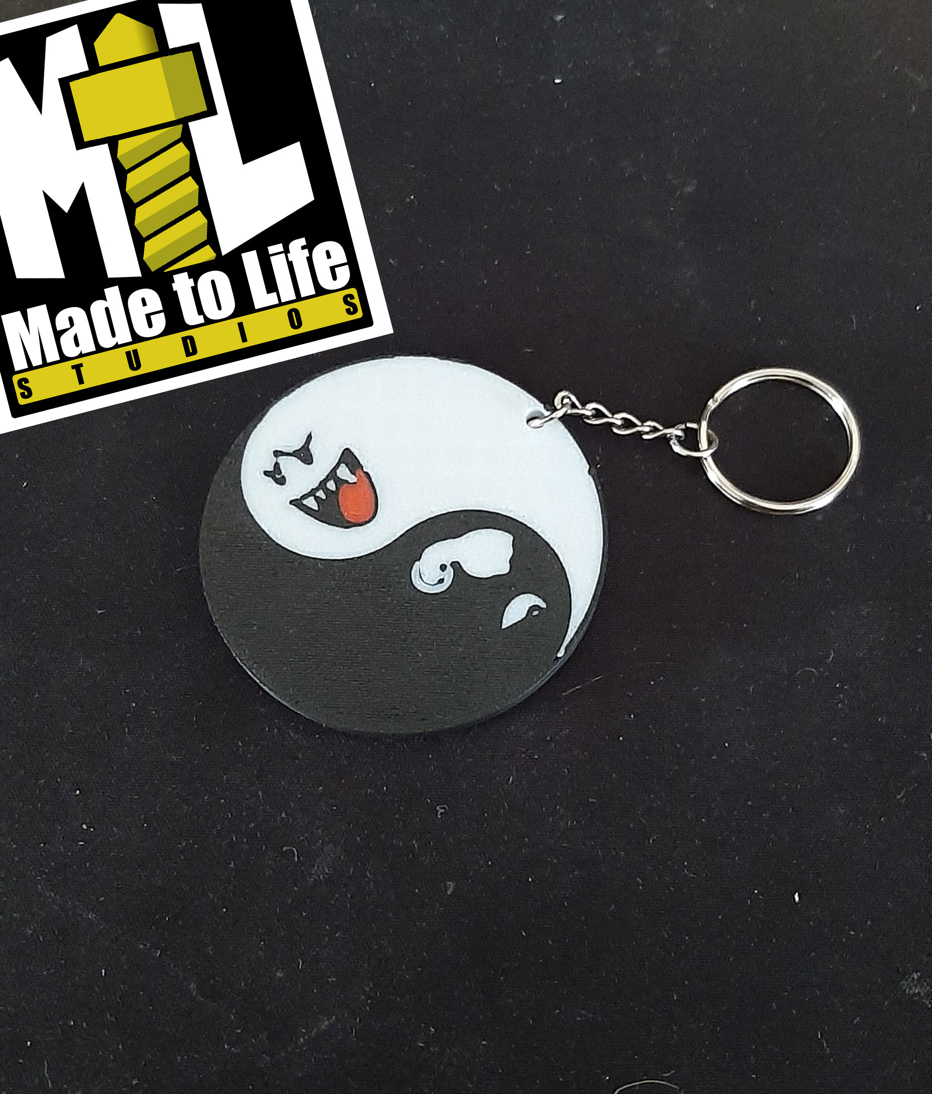 ying yang ghost-bullet bill keychain nintendo theamed jewelry ghost bulletbill neclace earrings mario 3D print model - Mito3D