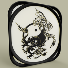ying yang kaplan ve ejderha sanat 2dart 2d duvar sanatı ejderhalar fantezi resim Kaplan tigre ying-yang yinyang yin 3d print model - Mito3D
