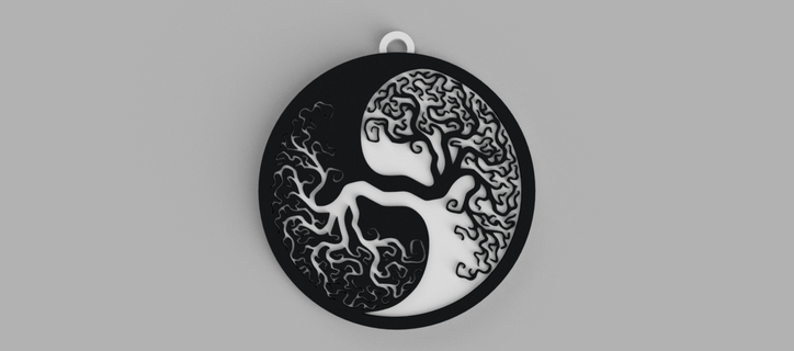 ying yang árbol vida llavero colgante pendiente pendientes joyería joya 3d print model - Mito3D
