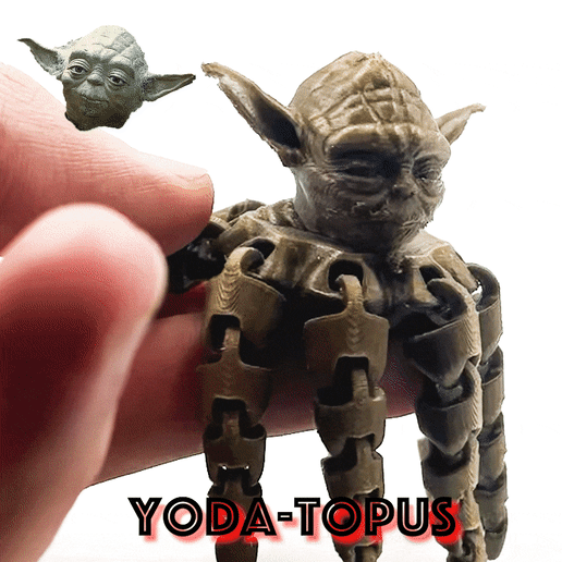 yoda topus flessibile print in place polpo stella guerre 3D print model - Mito3D