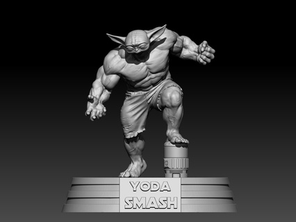 yoda esmagar hulk Estrela guerras 3d print model - Mito3D
