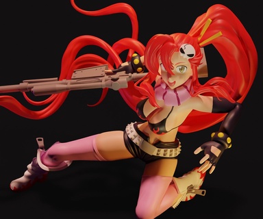 yoko littner gurren-lagann 1 6 hd anime gurren-lagan art statue girl bikini figure garage kit rifle kamina gundam 3d print model - Mito3D