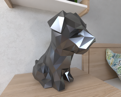 Yorkie perro lowpoly animal geométrico origami Arte escultura estatua facetado decorativo modelo pared escuela politécnica fantasía 3d print model - Mito3D