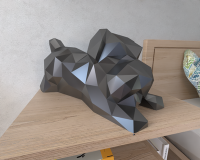 Yorkie chien lowpoly animal géométrique origami art sculpture statue facetté décoratif modèle mur faible poly fantaisie 3d print model - Mito3D