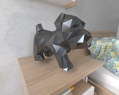 Yorkie Hund Lowpoly Tier geometrisch Origami Kunst Skulptur Statue facettiert dekorativ Modell Mauer niedrig poly Fantasie 3d print model - Mito3D