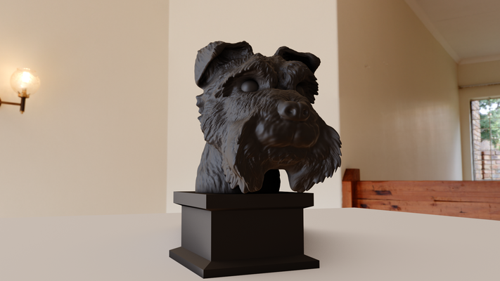 yorkshire terrier fallimento orecchie stl arte cane animali domestici miniatura tavolo scultura parete arredamento 3d print model - Mito3D