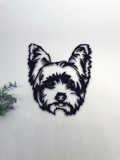 yorkshire terrier dog wall decoration - art mural 2d home garden room yorshire race animal cat mascot love 3d print model - Mito3D