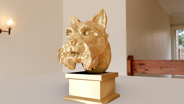 yorkshire terrier sorridente fallimento stl arte cane animali domestici miniatura tavolo scultura parete arredamento 3d print model - Mito3D