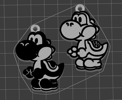 Yoshi Schlüsselbund 2 Versionen Nintendo Mario Schlüssel Ring 3d print model - Mito3D