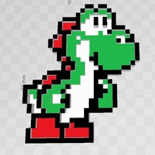 yoshi pixel art scalable separate pieces easy printing mario bros fungus toad mold 8bit 3d print model - Mito3D