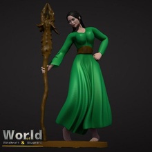young baba yaga - witchcraft & wizardry female girl human roleplay rpg sexy wizard women miniature wand witch roleplaying tabletop dnd teen role-playing pathfinder busty boobs 75mm 3d print model - Mito3D