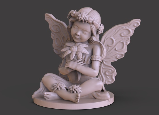 young fairy statue art elfa forest sculpture wings woman beautiful art fantasy 3d print model - Mito3D