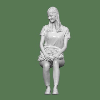 young girl sit people character woman diorama diecast 1 64 body 32 mockup miniature human miniatures figurines 3d print model - Mito3D