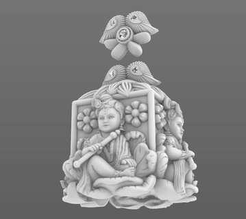 Jeune Krishna 3d sculpture Divin innocence pendentif flûte hindou mythologie spirituel dôme floral jeune céleste mélodique artisanat contes éthéré bijoux or pendentifs 3d print model - Mito3D