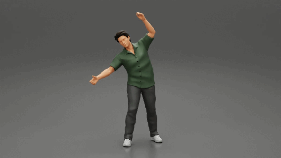 jovem homem camisa calça dançando Garoto corpo personagem humano masculino escultura decoração diorama figura impressão pé feliz 164 diorama164 3d print model - Mito3D