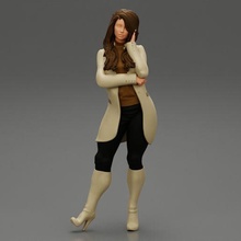 young woman coat posing street 3d print model 3d print model - Mito3D