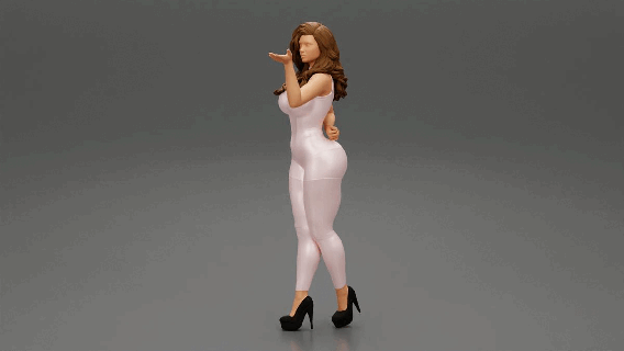 young woman perfect body wearing bodysuit high heels 3d print model posing fashion clothes girl character human female anatomy statue sculpture morph standing people hairstyle hair 3d print model - Mito3D