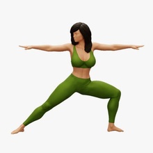 giovane donna praticando yoga lezione guerriero 3d Stampa modello 3d print model - Mito3D