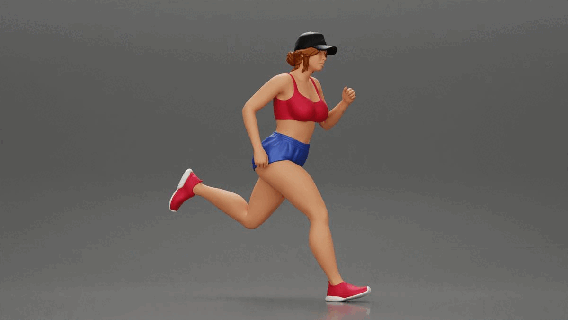 young woman running shorts cap 3d print model - Mito3D