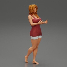 young woman standing opening hands ready hug 3d print model 3d print model - Mito3D