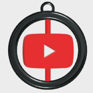 Youtube logo colore rotante portachiavi gioiello collana 3d print model - Mito3D