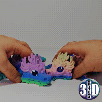 yuari baby magical dragon articulated flexy free multicolor pet reptile dragons fun flexi toy mushroom flexible art no supports print in place cute fidget 3d print model - Mito3D