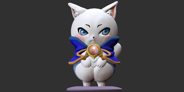 Yuki Magie Katze kawaii niedlich 3d Drucken Tier Chibi Finale Fantasie 3d print model - Mito3D