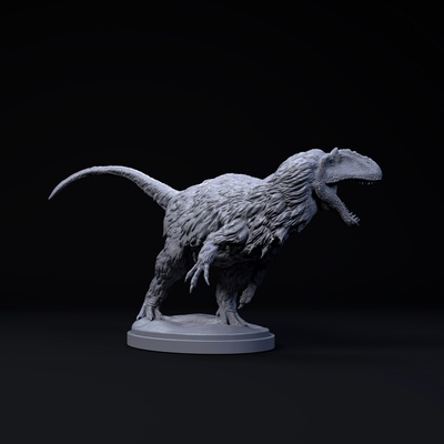 yutyrannus huali turning 1-35 scale pre-supported dinosaur art animal creature dino fight jurassic reptile statue miniature prehistoric feathers tyrannosaurus dnd extinct carnivore cretaceous theropod feathered paleoart 3d print model - Mito3D