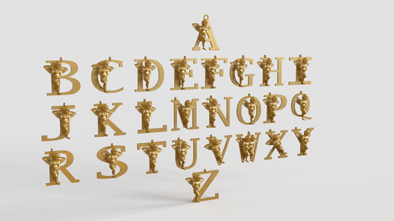 z letter pendant 3d-print file a-to-z-letter letter letter-pendant letter-pendant-3dprint-model letter-stl-file letter-cad-file gold-letter-pendant jewelry pendant art sculpture murti-letter  3d print model - Mito3D