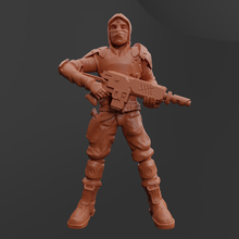 zaekh gunman - postapocalyptic soldier mercenary game miniature art toy proxy free presupported tabletop 3d print model - Mito3D