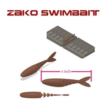 zako swimbait fishing lure softbait mold 3d stl file cnc print gadget soft bait hook 3d print model - Mito3D