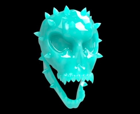 zanbar osso cranio fantasia metallo roccia motociclista magia d articolato picchi 3d print model - Mito3D