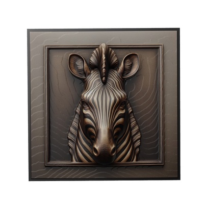 zèbre animal soulagement art animaux yeggi mito3d buste google pendentifs médaillon relief wall mur 3d print model - Mito3D