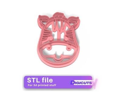 zebra face cookie cutter stl file animal bakery 3d printing kitchen 3d print model - Mito3D