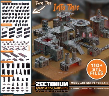 zectonium prison mines core set modular terrain scenery infinity stargrave 28mm 32mm scatter scifi killteam 3d print model - Mito3D