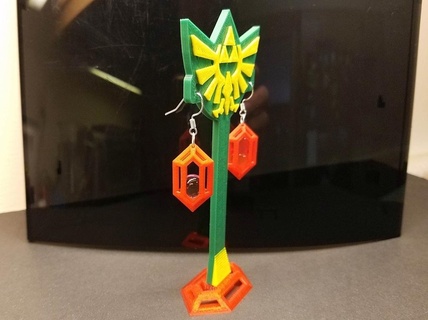 zelda triforce jewelry display stand cosplay legend earrings 3d print model - Mito3D