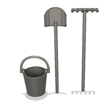 zen garden shovel bucket home miniature rake 3d print model - Mito3D