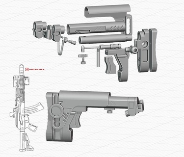 zenit Zenitco pt 3 ajustável estoque ak airsoft totalmente funcional 74 1 pt1 ak105 gbb ghk gelblaster lct Kalashnikov anexo 3d print model - Mito3D