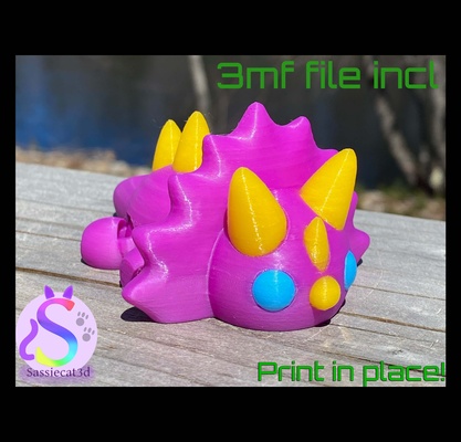 sıfırtoplar eklemli oyuncak dino esnek yazdır in yer pip mafsallı no destekler montaj mini bebek dinozor triceratops anahtarlık 3d print model - Mito3D